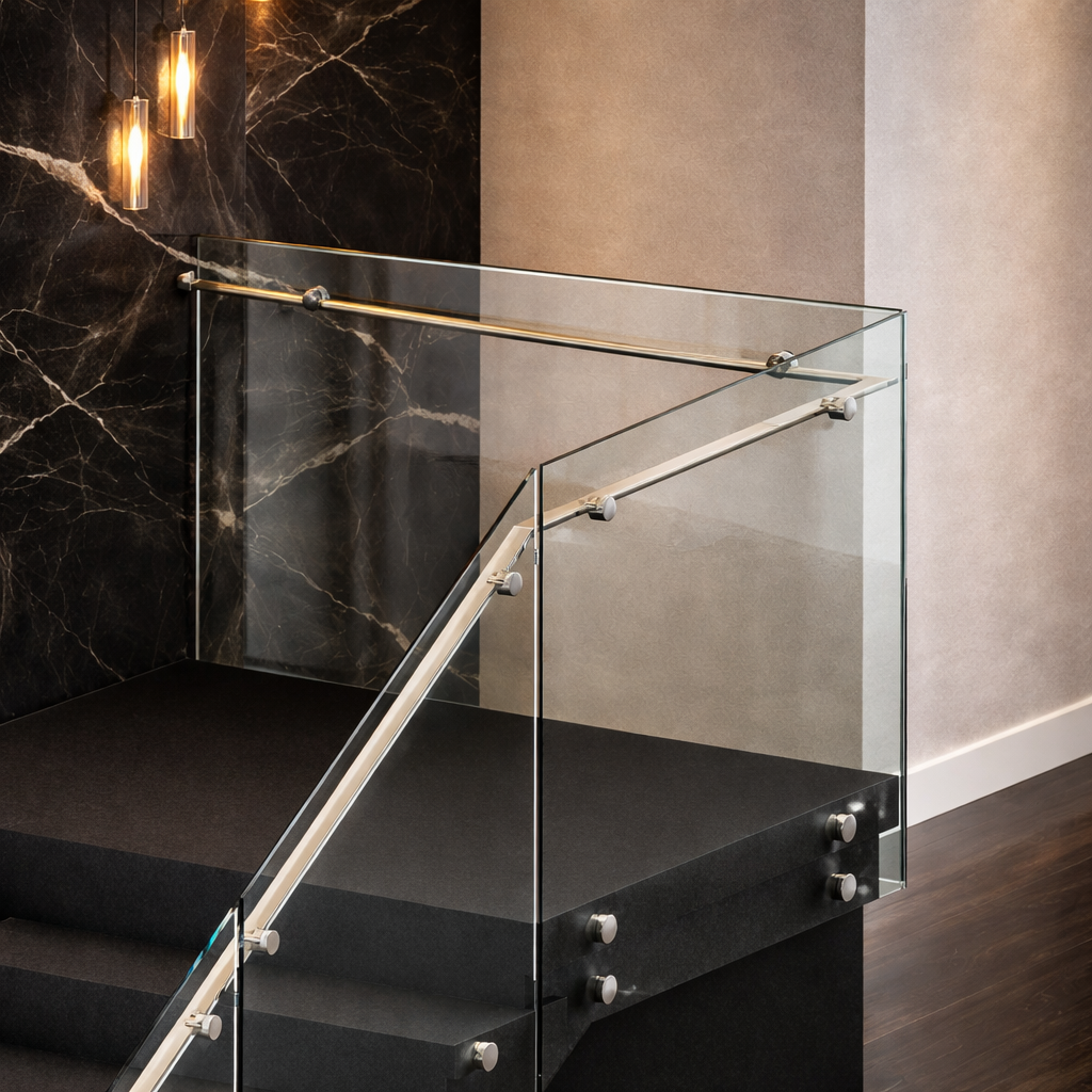 Balustrade Glass with handrail holes (fixed by standoffs) Image